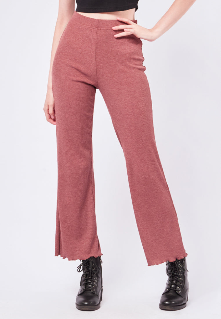 Flare Ribbed Long Pants