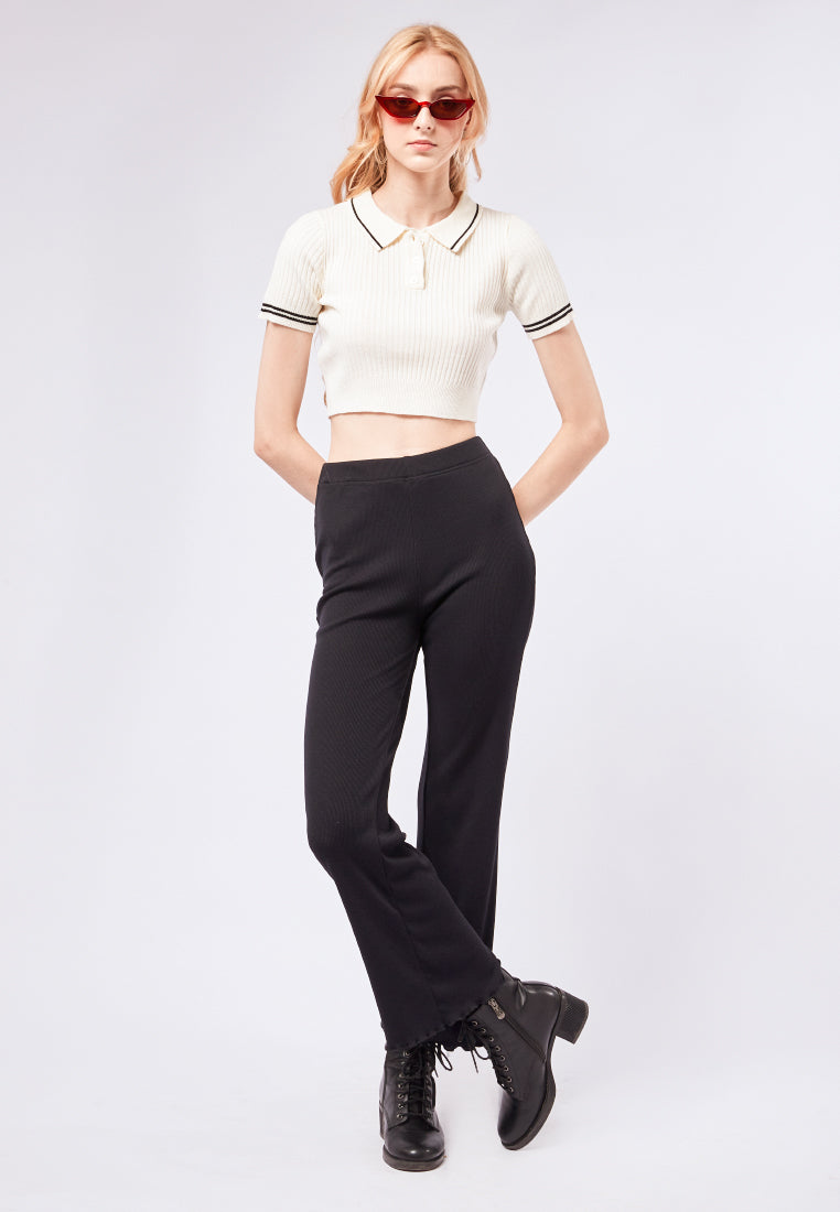 Flare Ribbed Long Pants