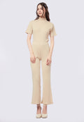 Rib Long Pants with Slit