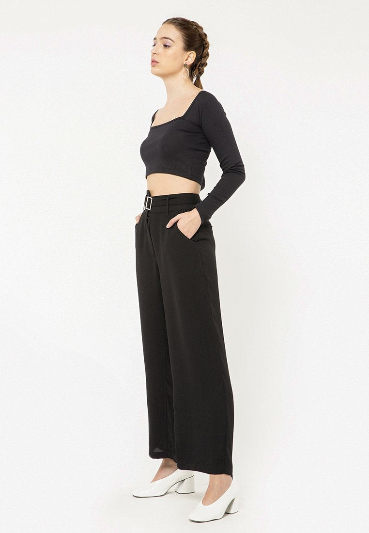 Wide Leg Pants with Belt