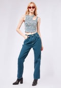 Contrast Stitch Loose Pants