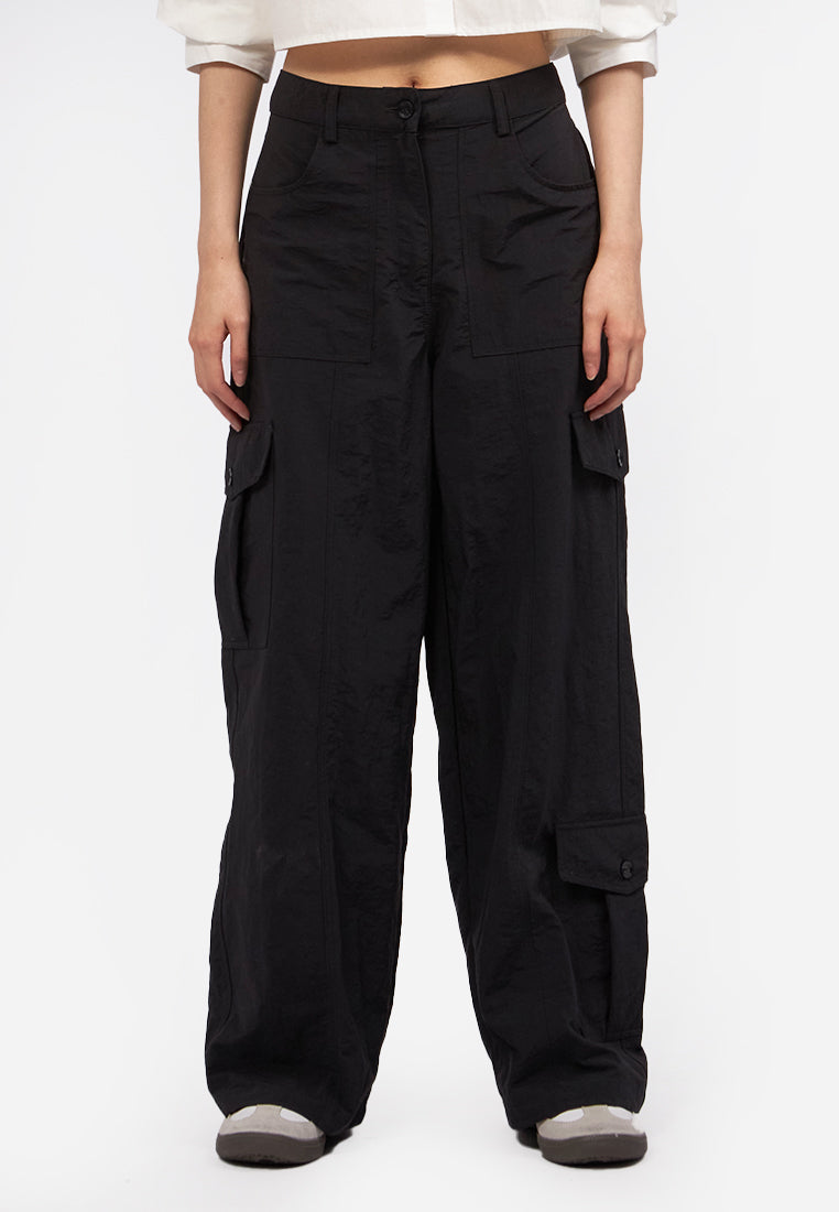 Wide Leg Cargo Pants Black