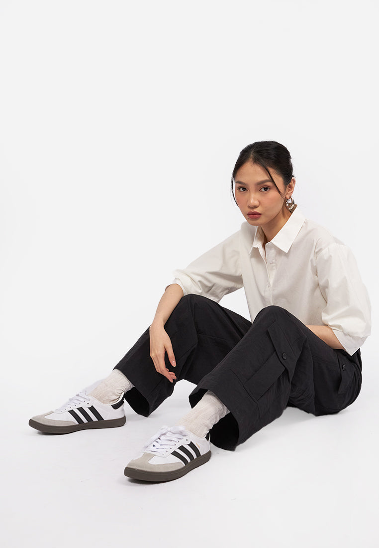 Wide Leg Cargo Pants Black