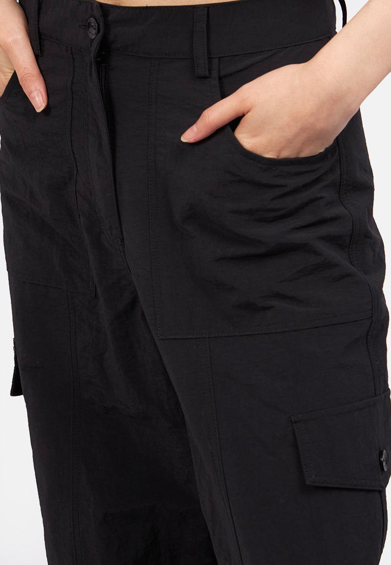 Wide Leg Cargo Pants Black