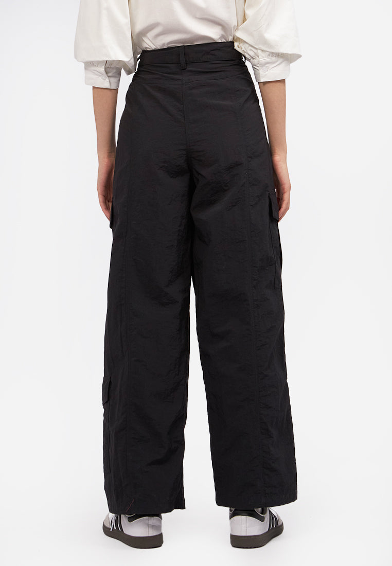 Wide Leg Cargo Pants Black