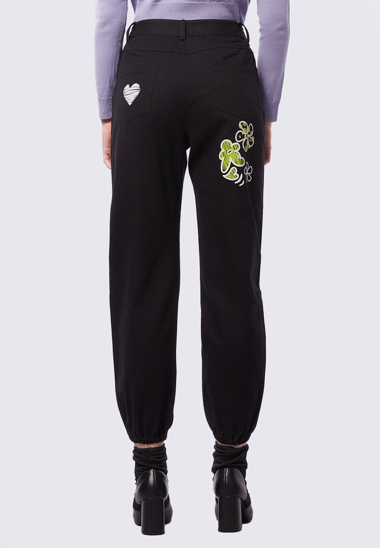 Graffiti Denim Jogger Pants