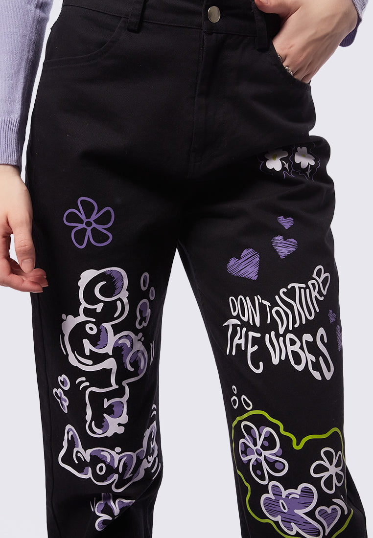 Graffiti Denim Jogger Pants