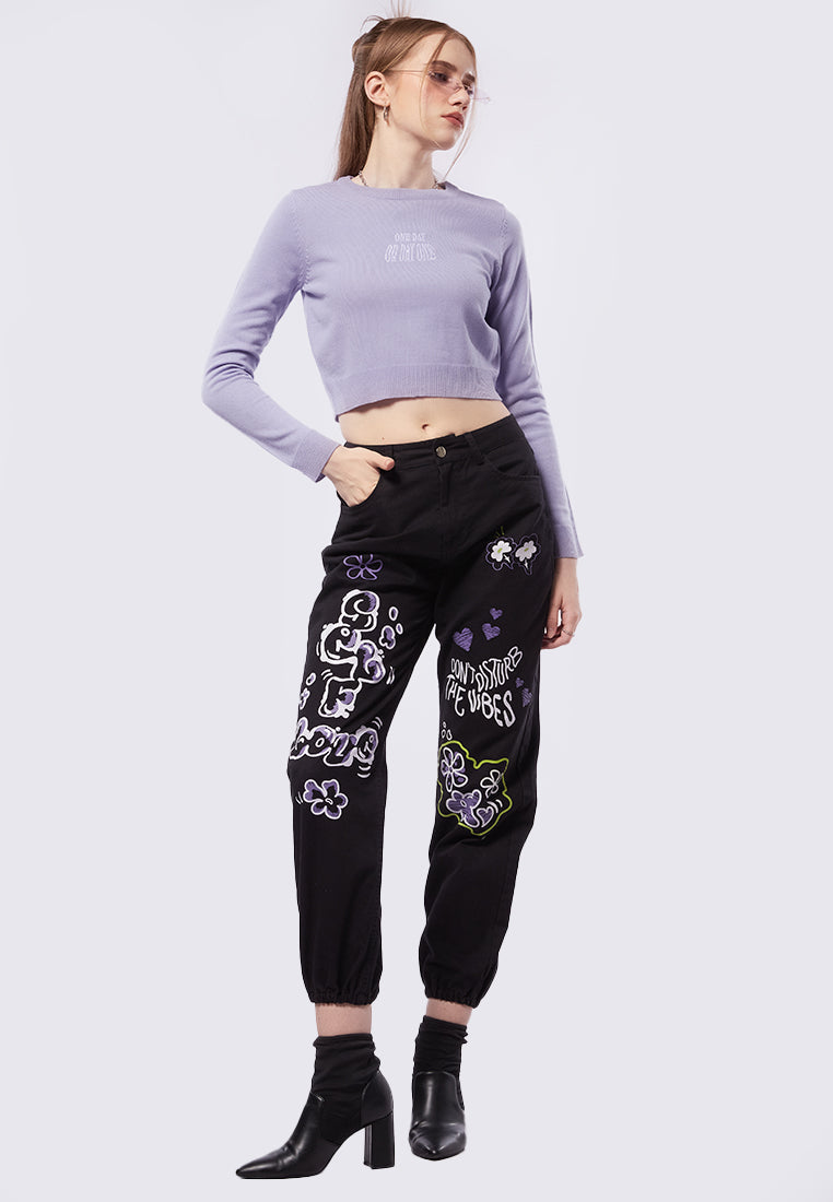 Graffiti Denim Jogger Pants