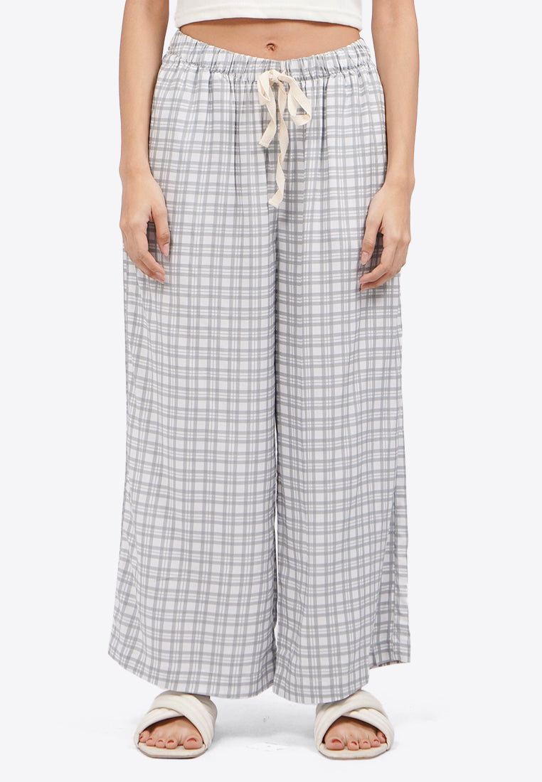 Cropped Stripes Pajama Bottom Grey