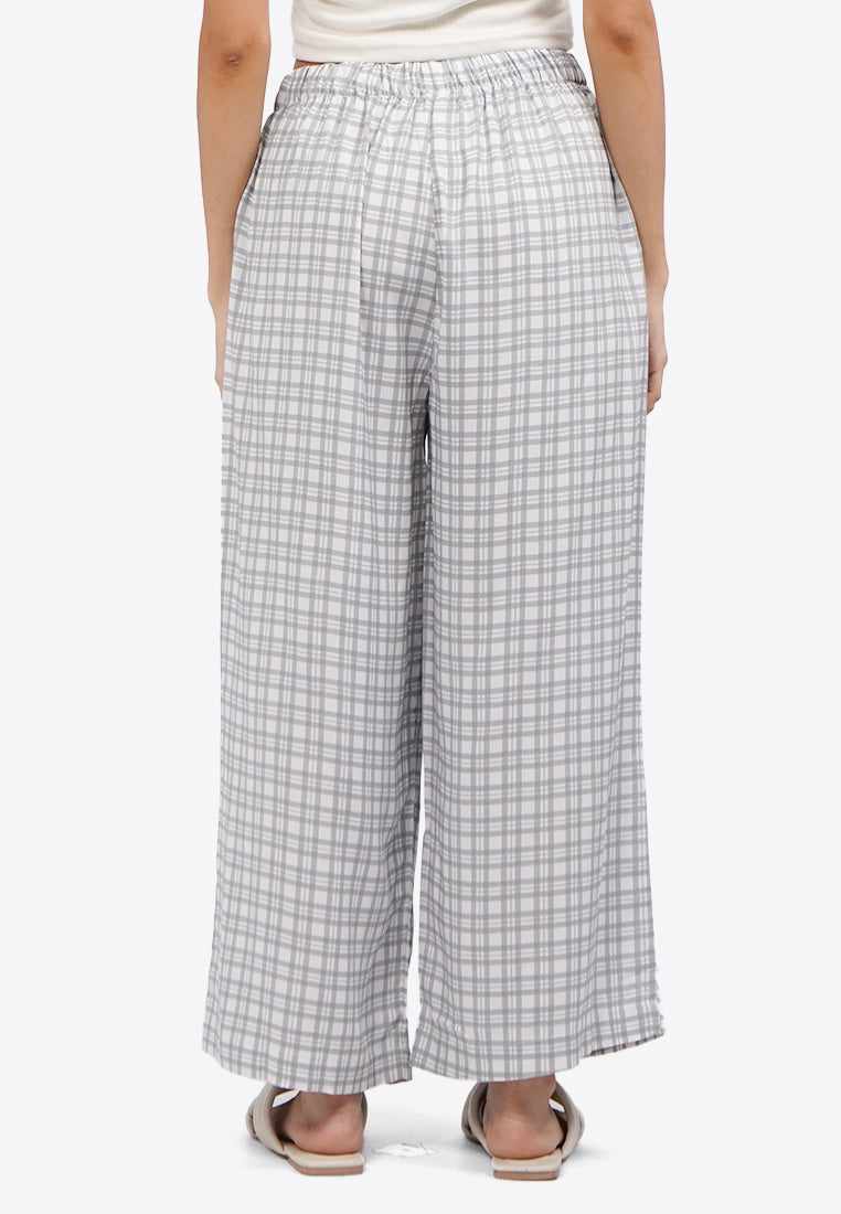 Cropped Stripes Pajama Bottom Grey