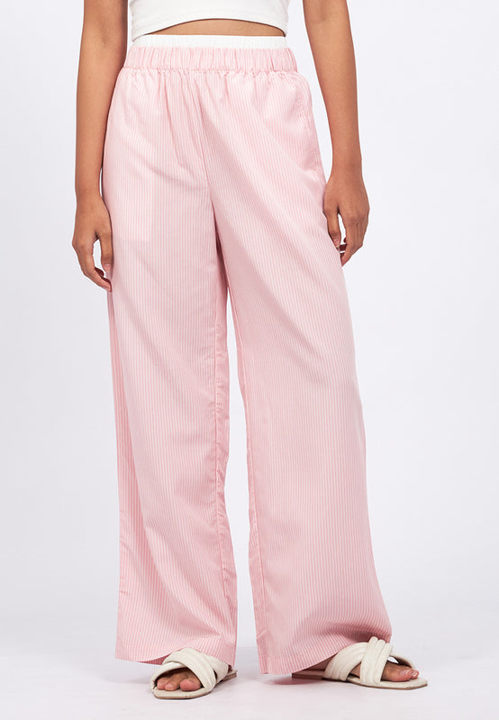 Double Waistband Stripes Pajama Pants