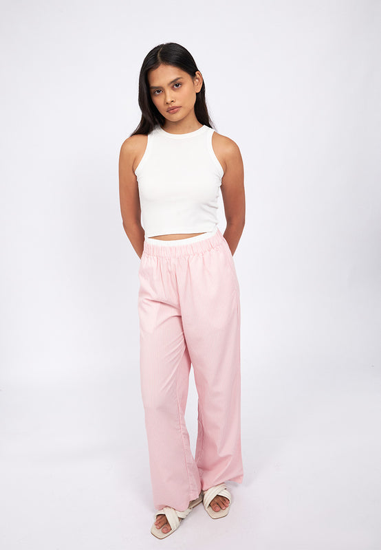 Double Waistband Stripes Pajama Pants