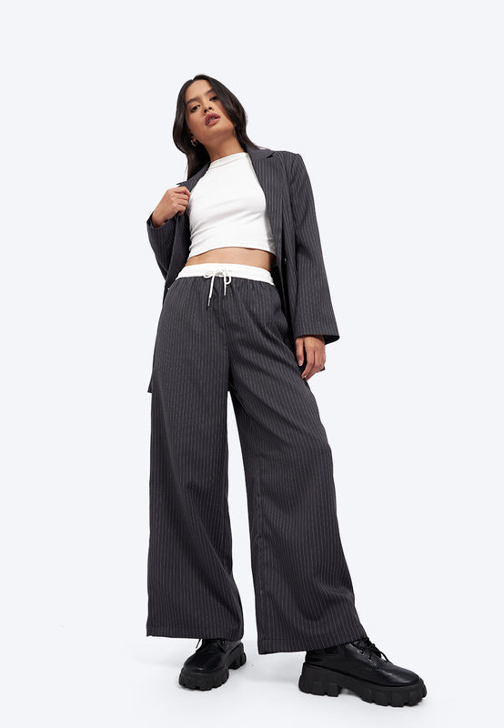 Drawstring Pinstripes Trousers