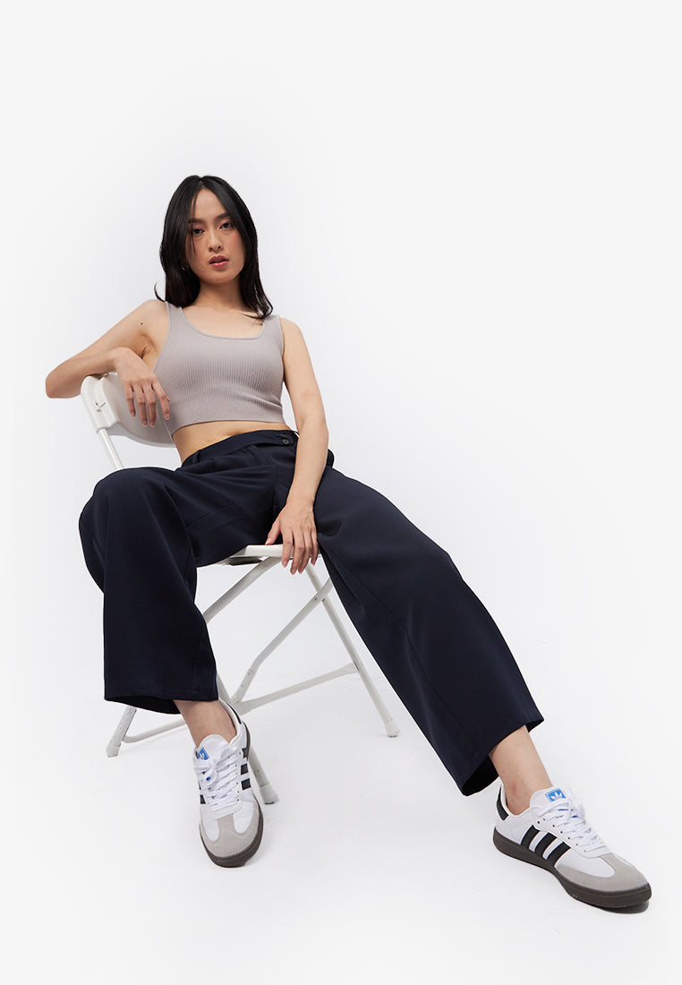 High Waist Pants with Double Button