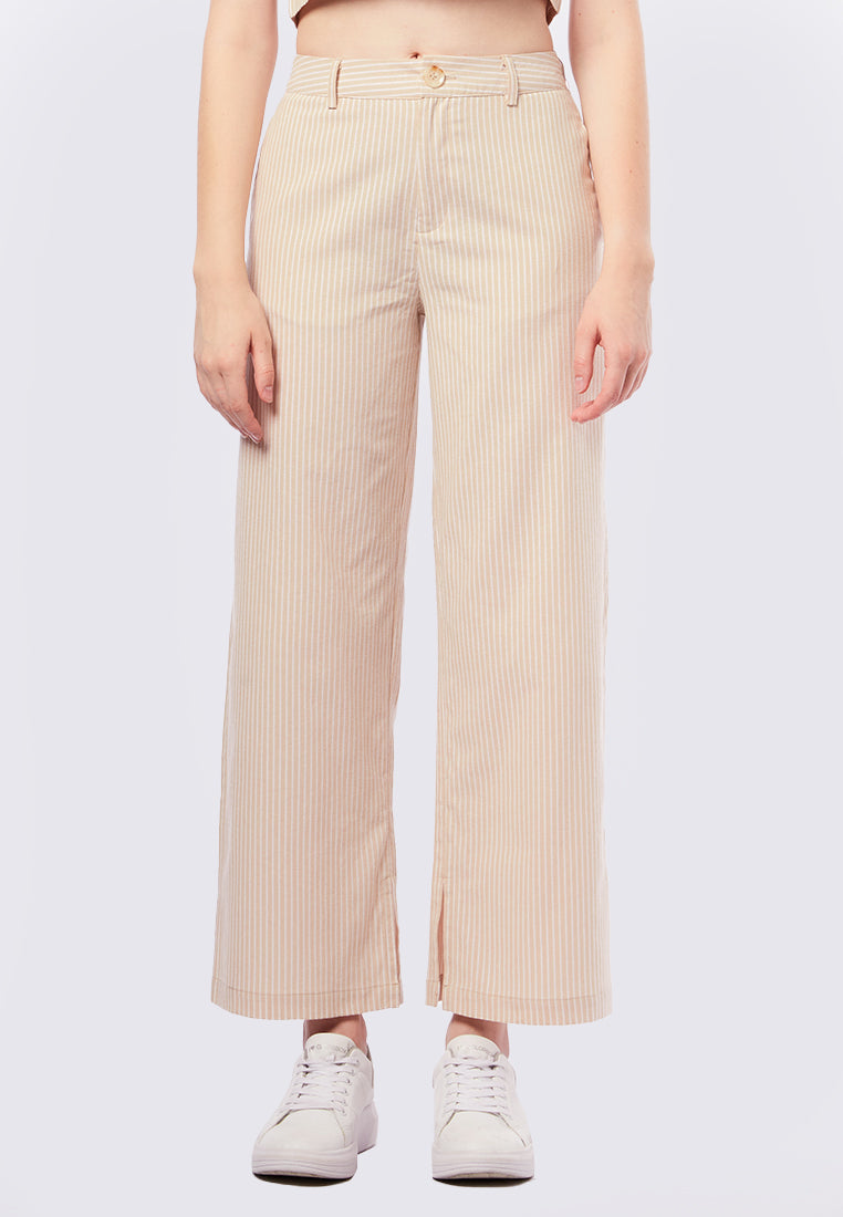 Wide Leg Striped Pants with Slit Details