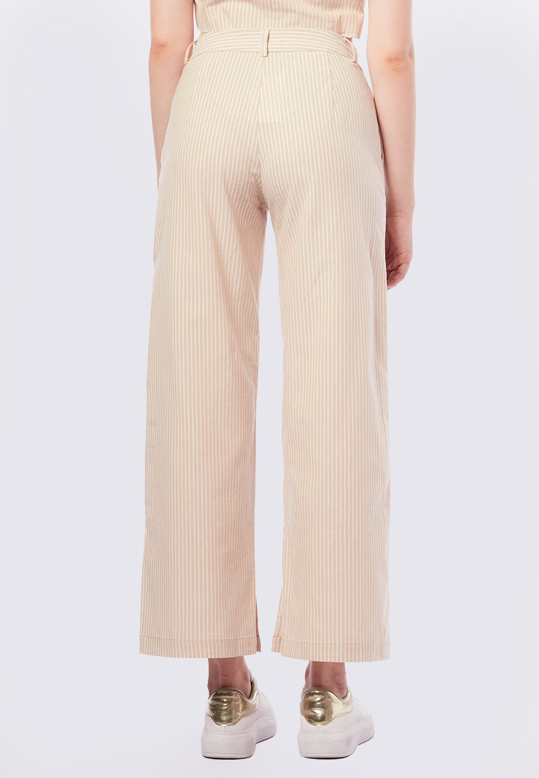 Wide Leg Striped Pants with Slit Details