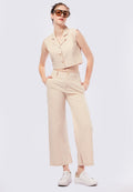 Wide Leg Striped Pants with Slit Details