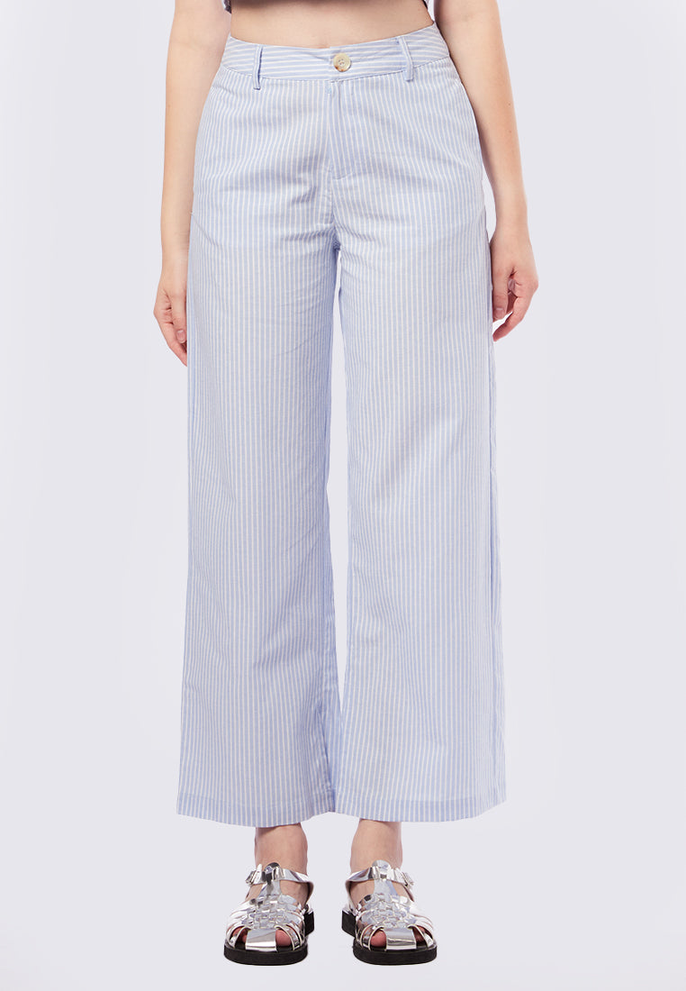 Wide Leg Striped Pants with Slit Details