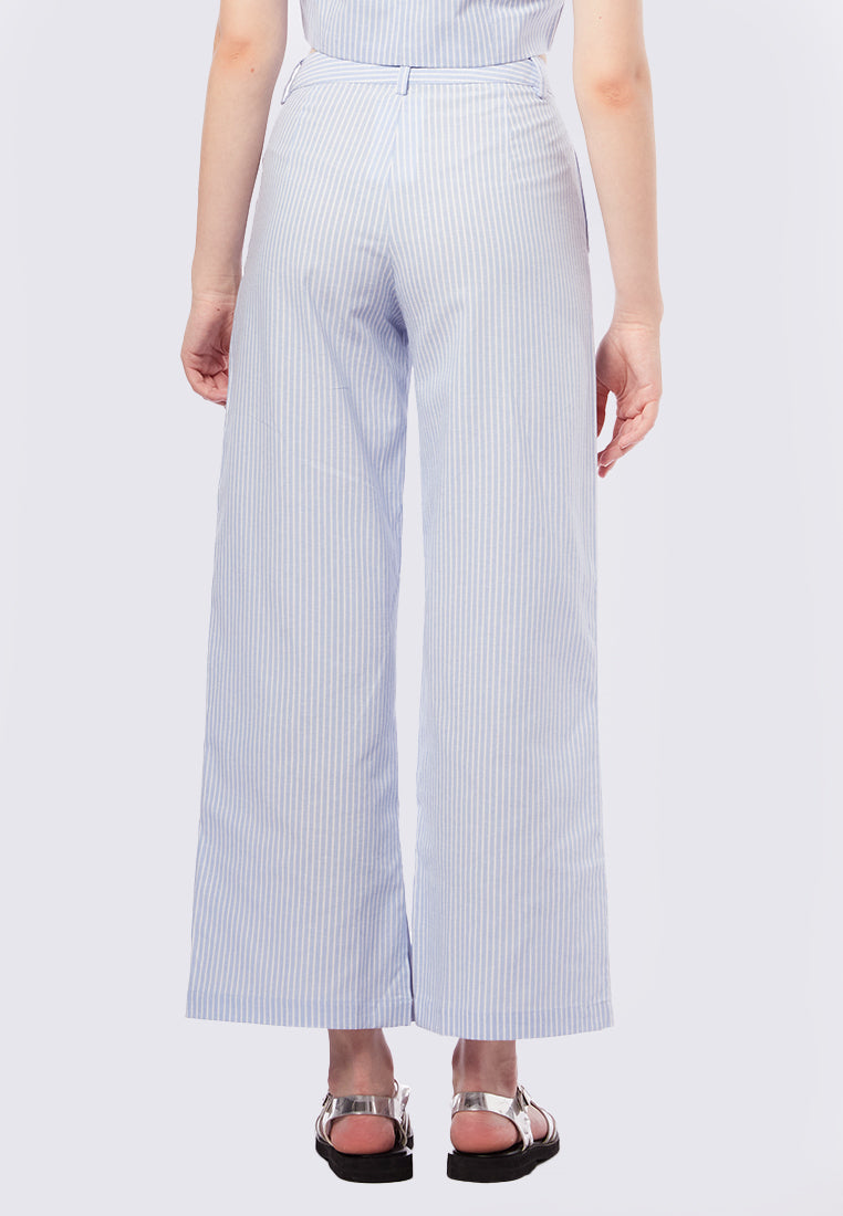 Wide Leg Striped Pants with Slit Details