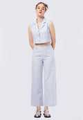 Wide Leg Striped Pants with Slit Details
