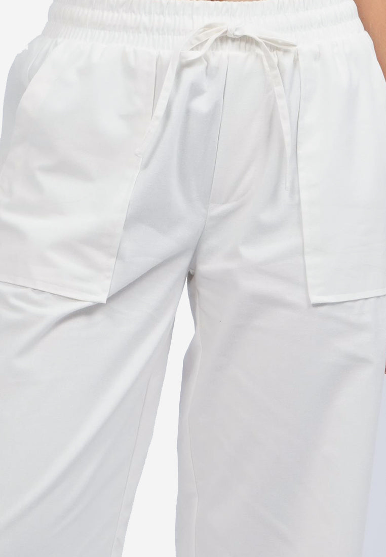 Elastic Waist Jogger Pants Off White
