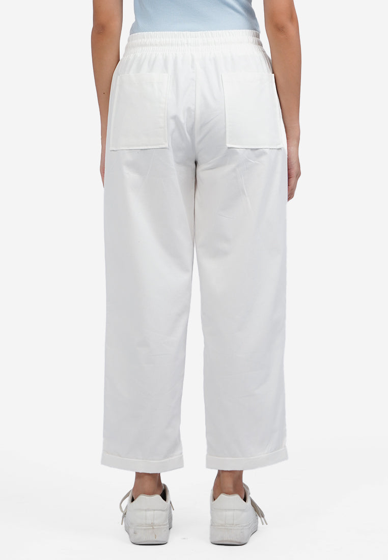 Elastic Waist Jogger Pants Off White