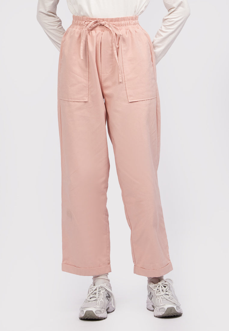Elastic Waist Jogger Pants L.Pink