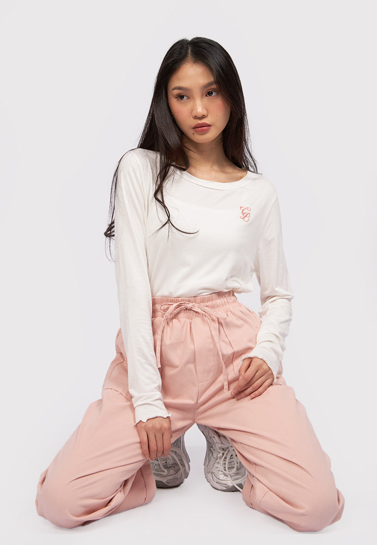 Elastic Waist Jogger Pants L.Pink