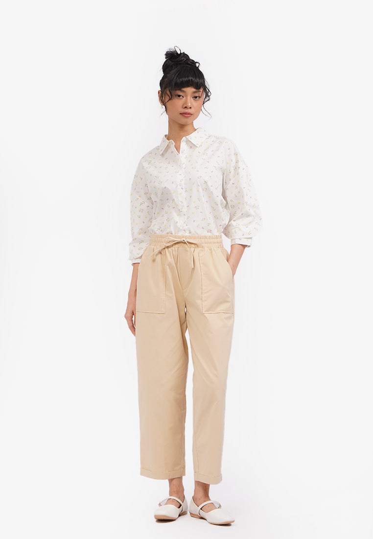 Ankle Length Pants with Drawstring