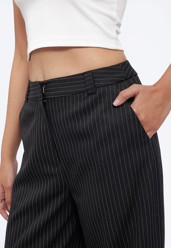 Straight Long Pants with Roll Up Hem
