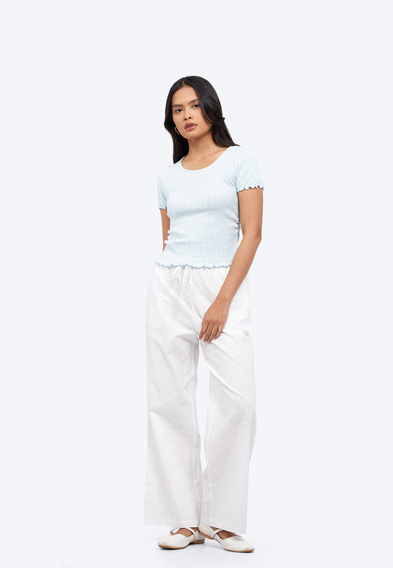 Regular Fit Wide Leg Rustic Pants