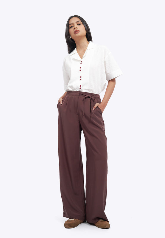 Belted Wide Leg Flowy Pants