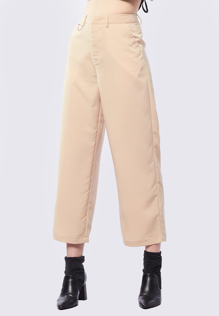High Waist Pants with Buckle Details