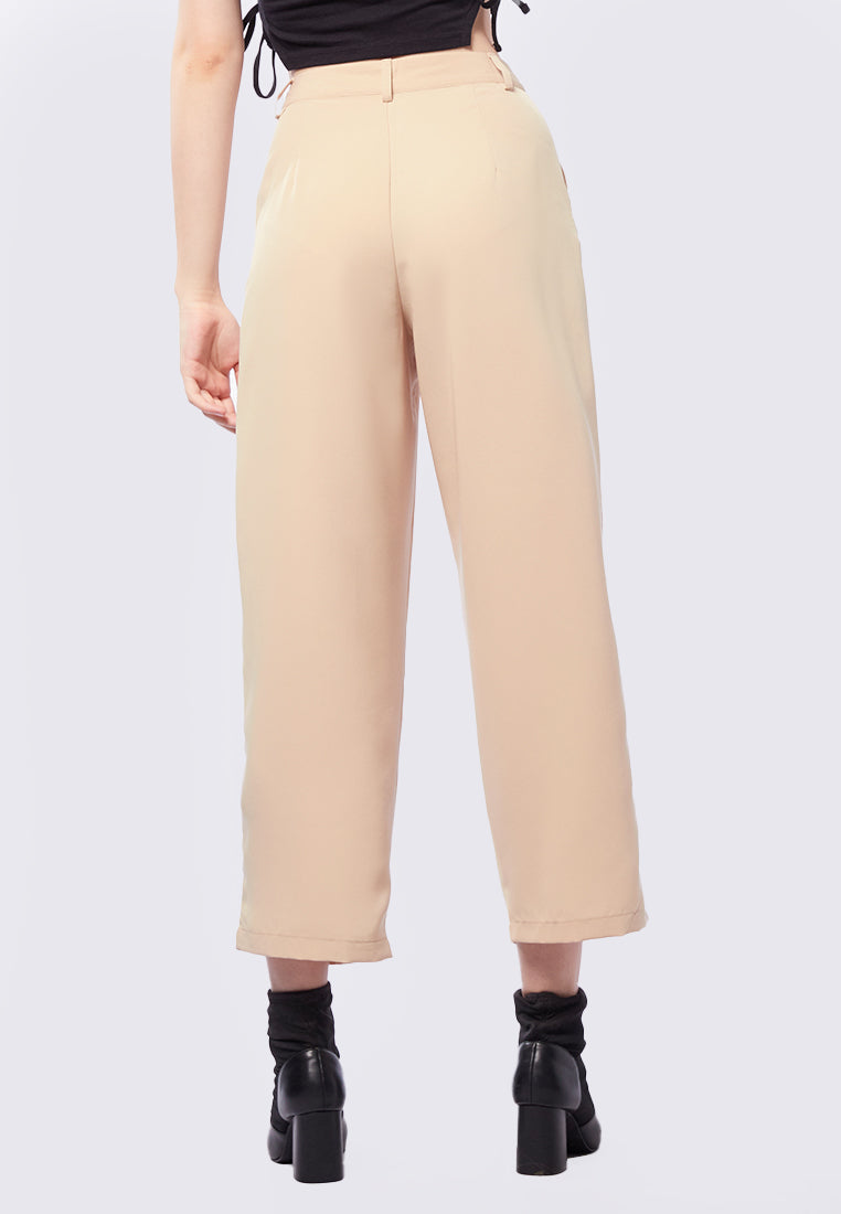 High Waist Pants with Buckle Details
