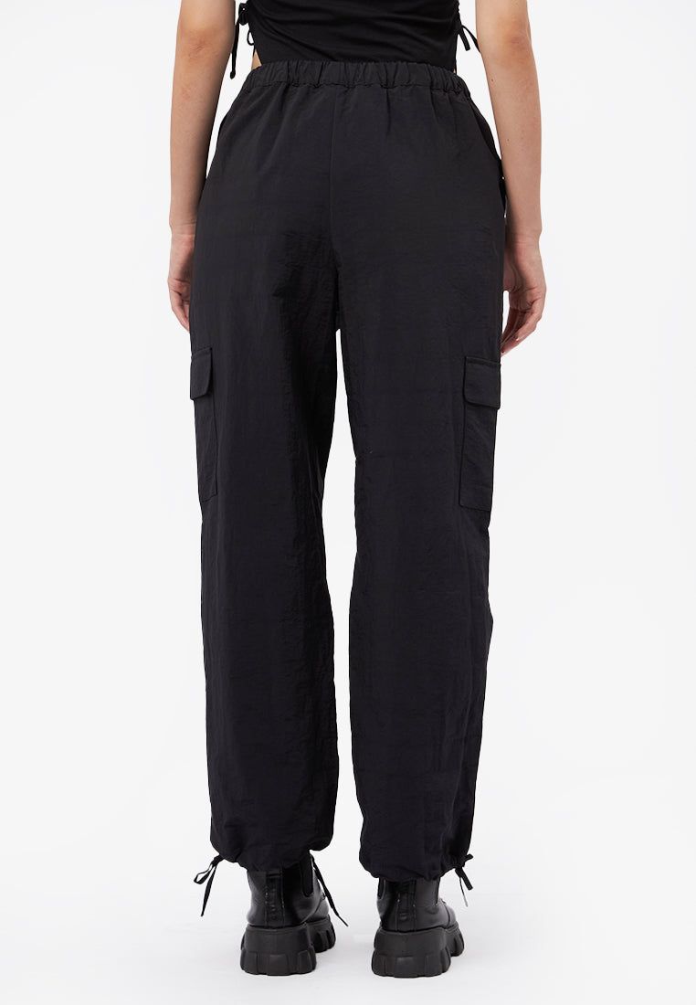Parachute Loose Cargo Pants Black