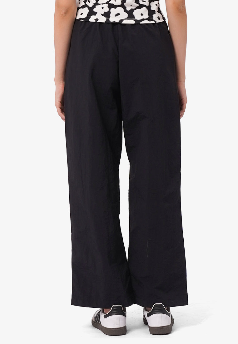 Pleated Drawstring Pants Black