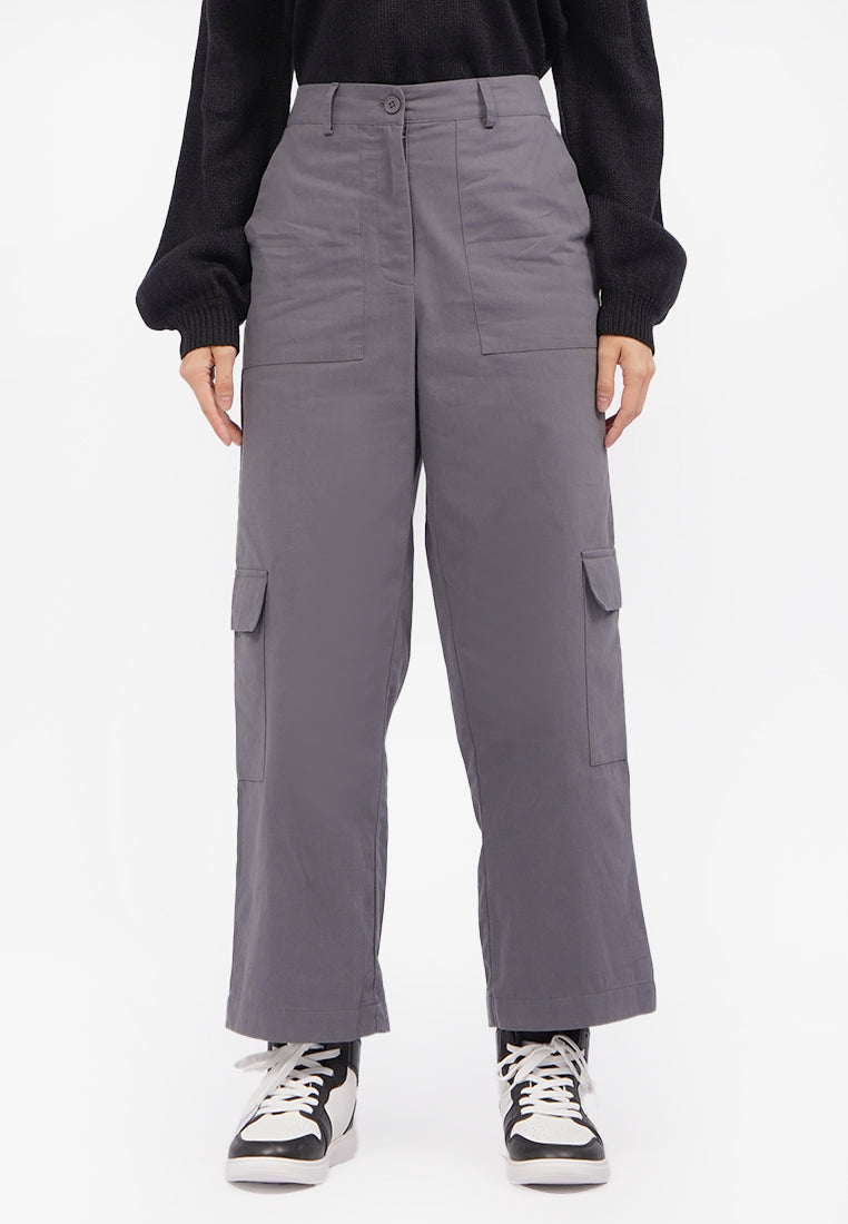 Wide Leg Cargo Pants Grey