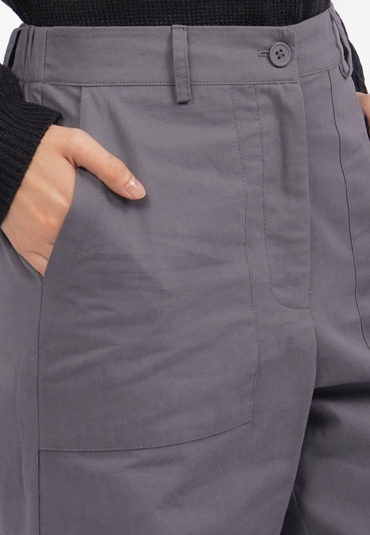 Wide Leg Cargo Pants Grey