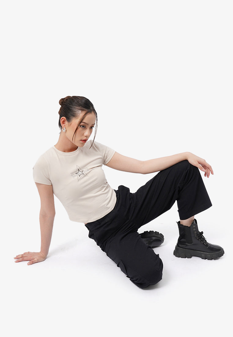 Wide Leg Cargo Pants Black