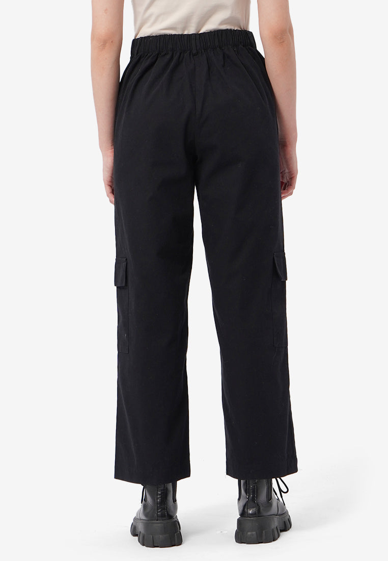 Wide Leg Cargo Pants Black