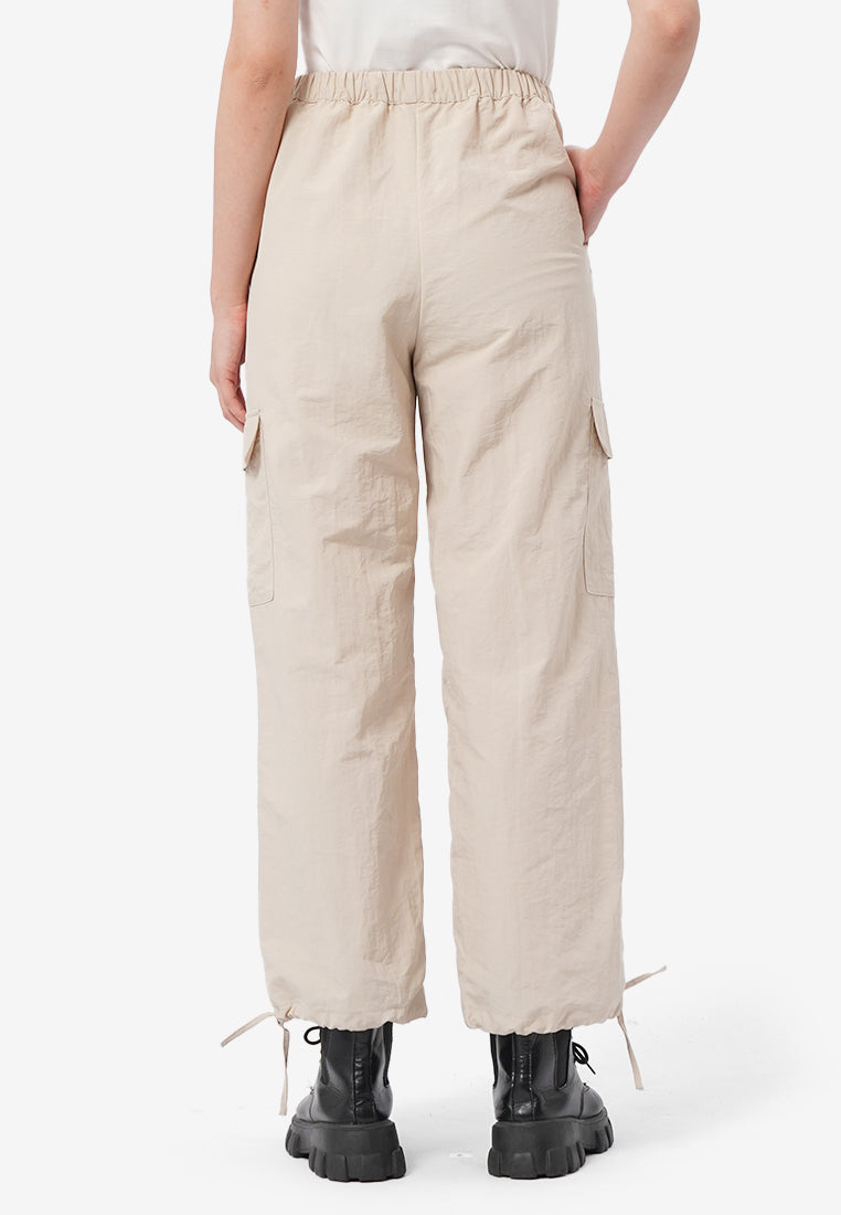 Drawstring Pants with Cargo Pocket Sand