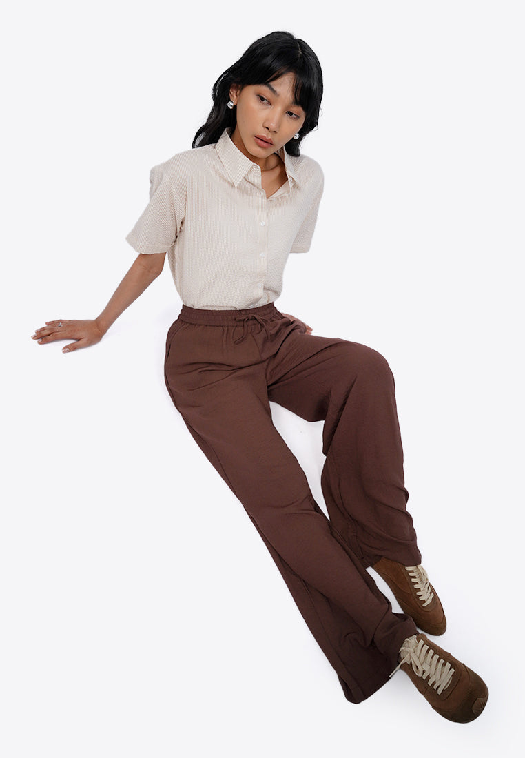 Textured Wide Leg Pants