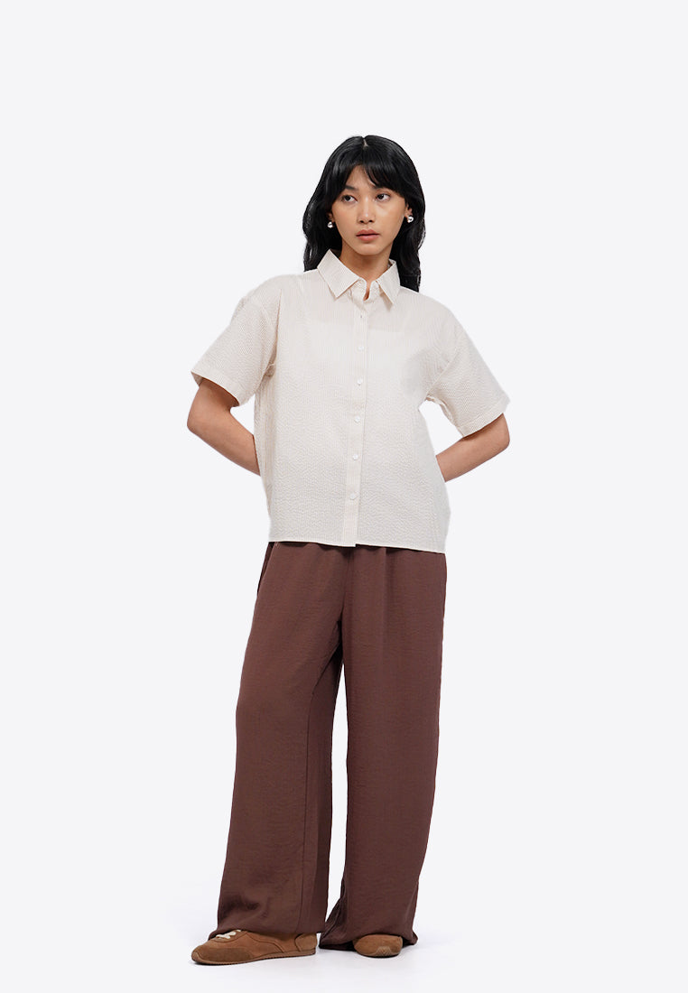 Textured Wide Leg Pants