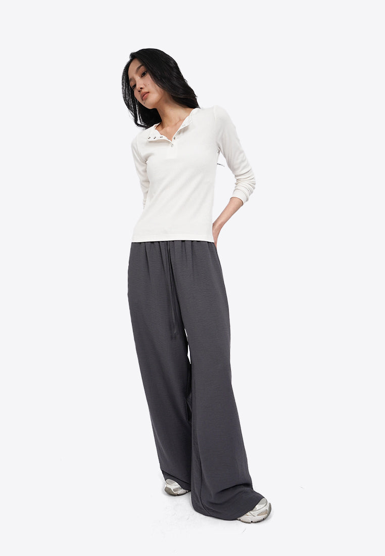 Textured Wide Leg Loose Pants
