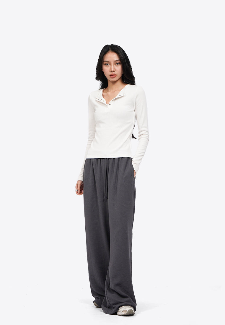 Textured Wide Leg Loose Pants