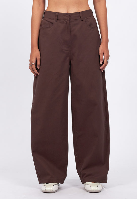 Barrel Leg Twill Pants