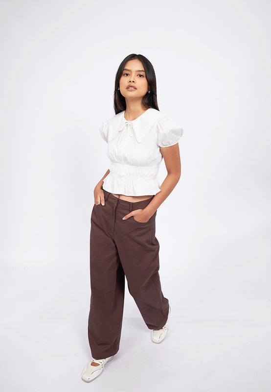 Barrel Leg Twill Pants