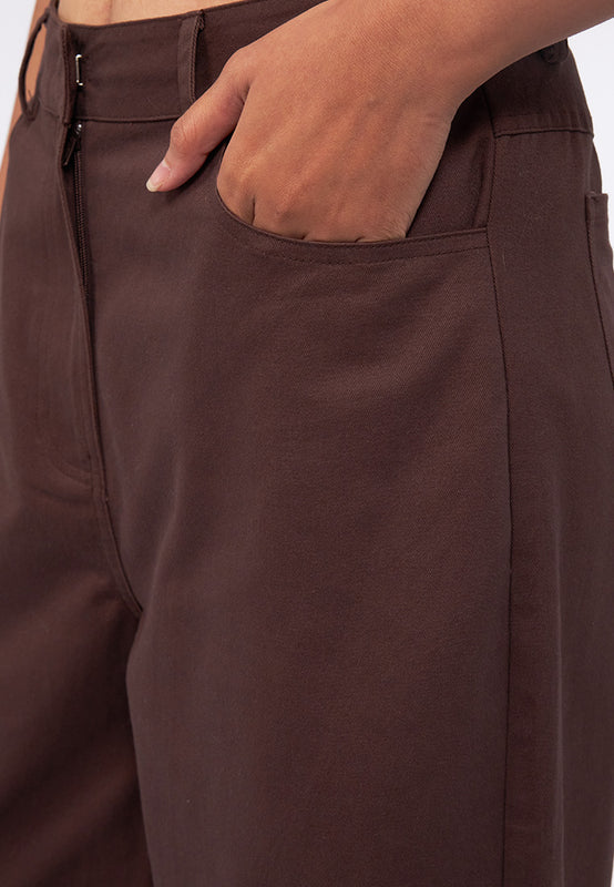 Barrel Leg Twill Pants