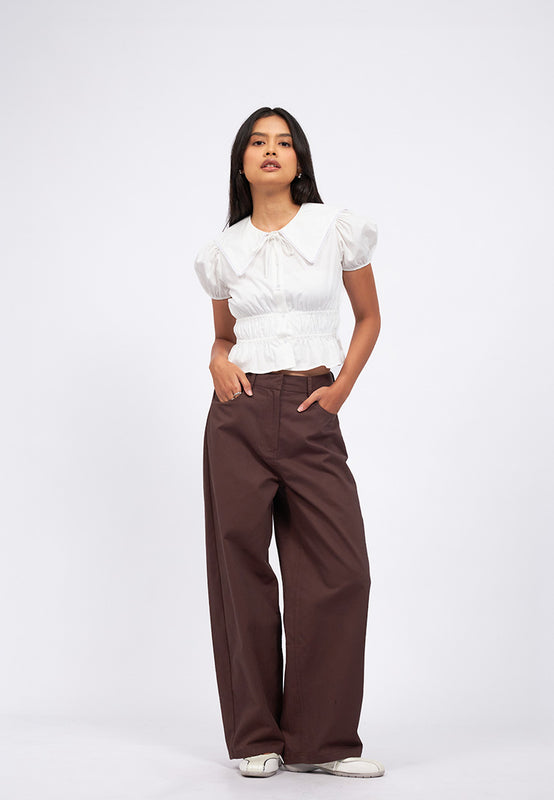 Barrel Leg Twill Pants