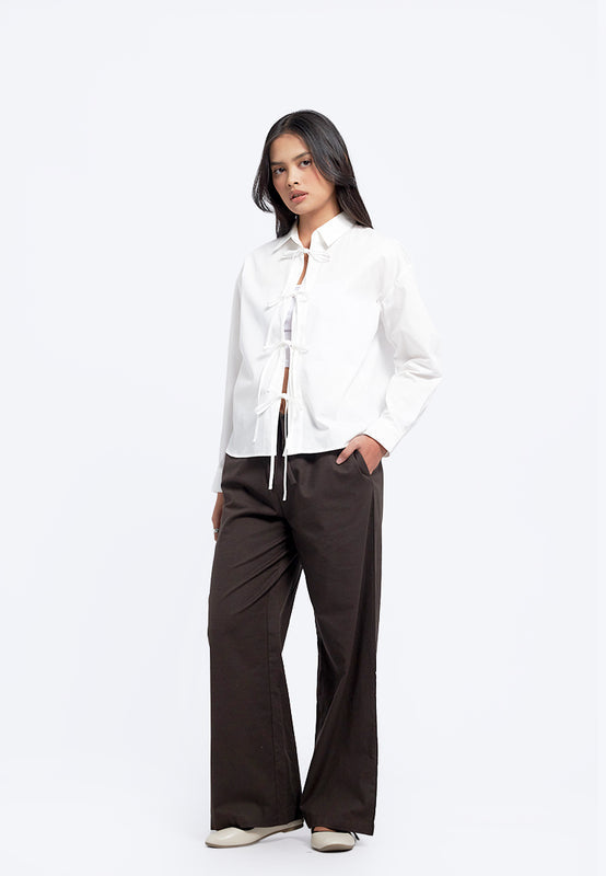 Regular Fit Wide Leg Rustic Pants